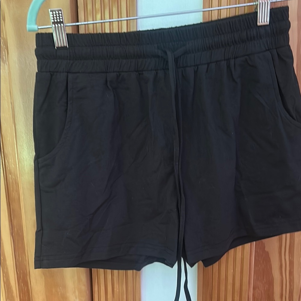 Tickled Teal Black Athletic Shorts Elastic Waistband - Picture 1 of 5